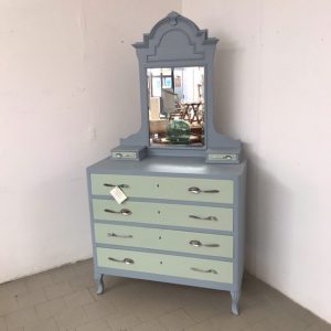 CASSETTIERA SPECCHIO AZZURRA E VERDE