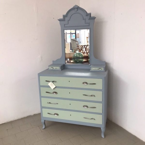 CASSETTIERA SPECCHIO AZZURRA E VERDE